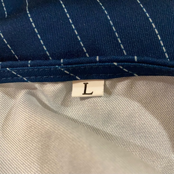 Calvaya Tie-Knot Striped Print Ruffle Hem Long Sleeve Shirt - Picture 6 of 7